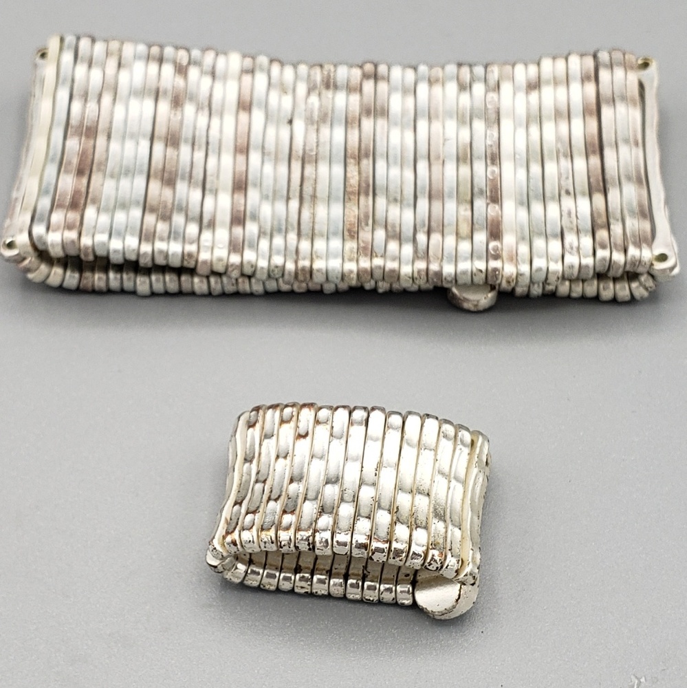 Silver & Rhinestone Stretch Bracelet and Ring Set - Picture 5 of 8